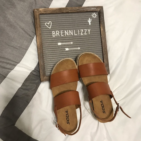 New! Sandals Wedges Tan 2 Strap 2" Heel Espadrille - Picture 2 of 7